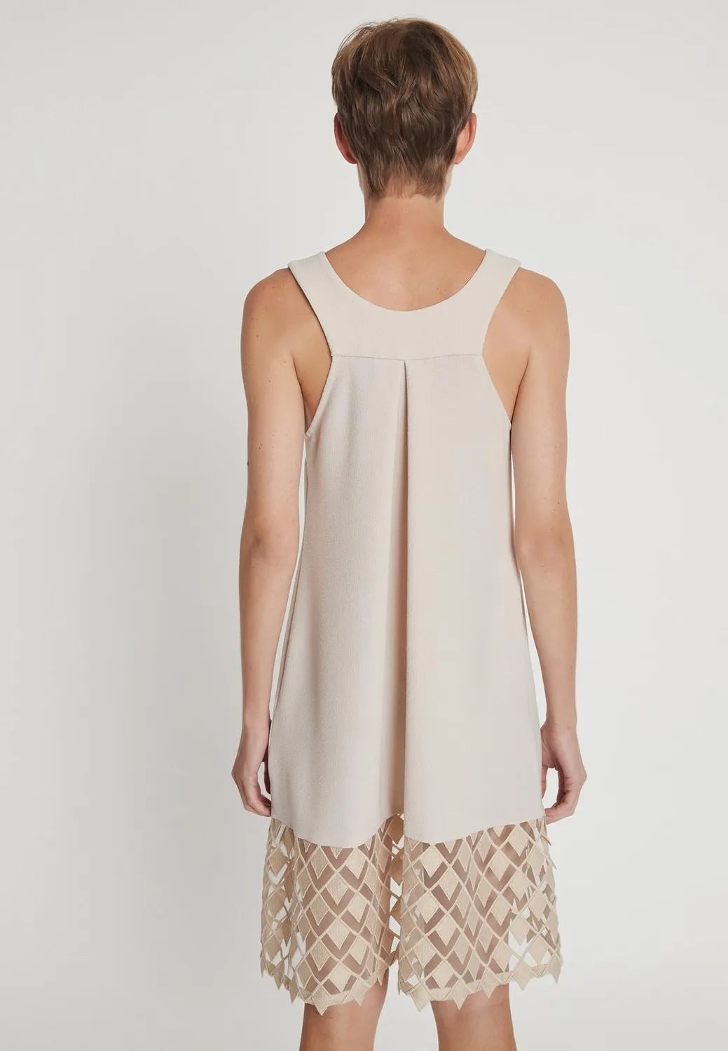 Ana Alcazar Lacy abito svasato pizzo beige
