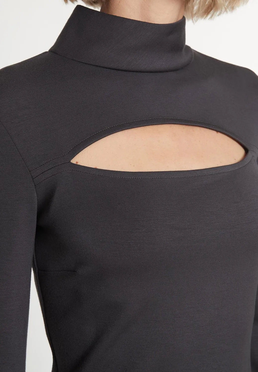Ana Alcazar Melosa tubino grigio cut-out scollo alto