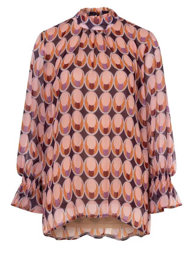 Ana Alcazar Hagoly blusa chiffon stampa rétro