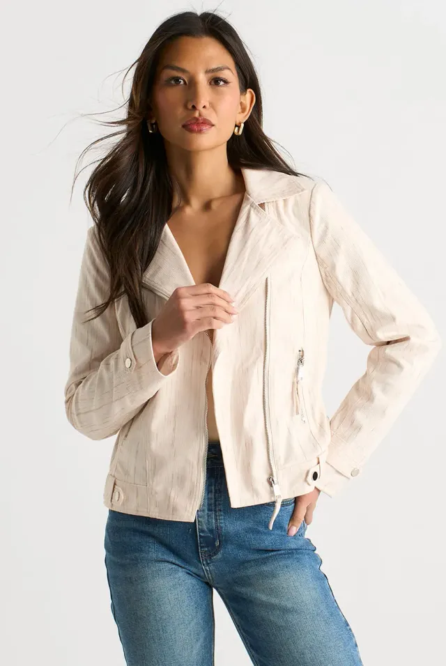 Gini London Moto giacca biker beige velluto taglia 12