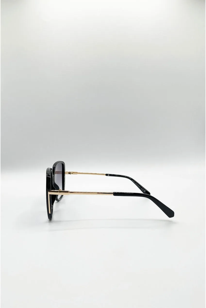 SVNX Square occhiali da sole oversize neri montatura oro