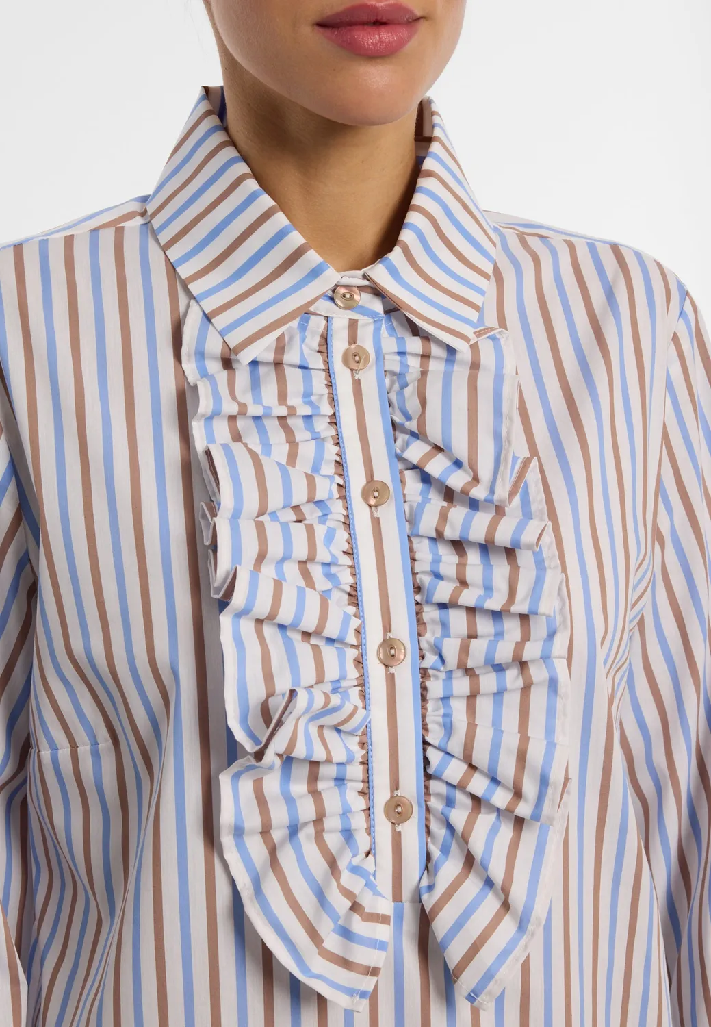 Ana Alcazar Evamari blusa panna righe jabots