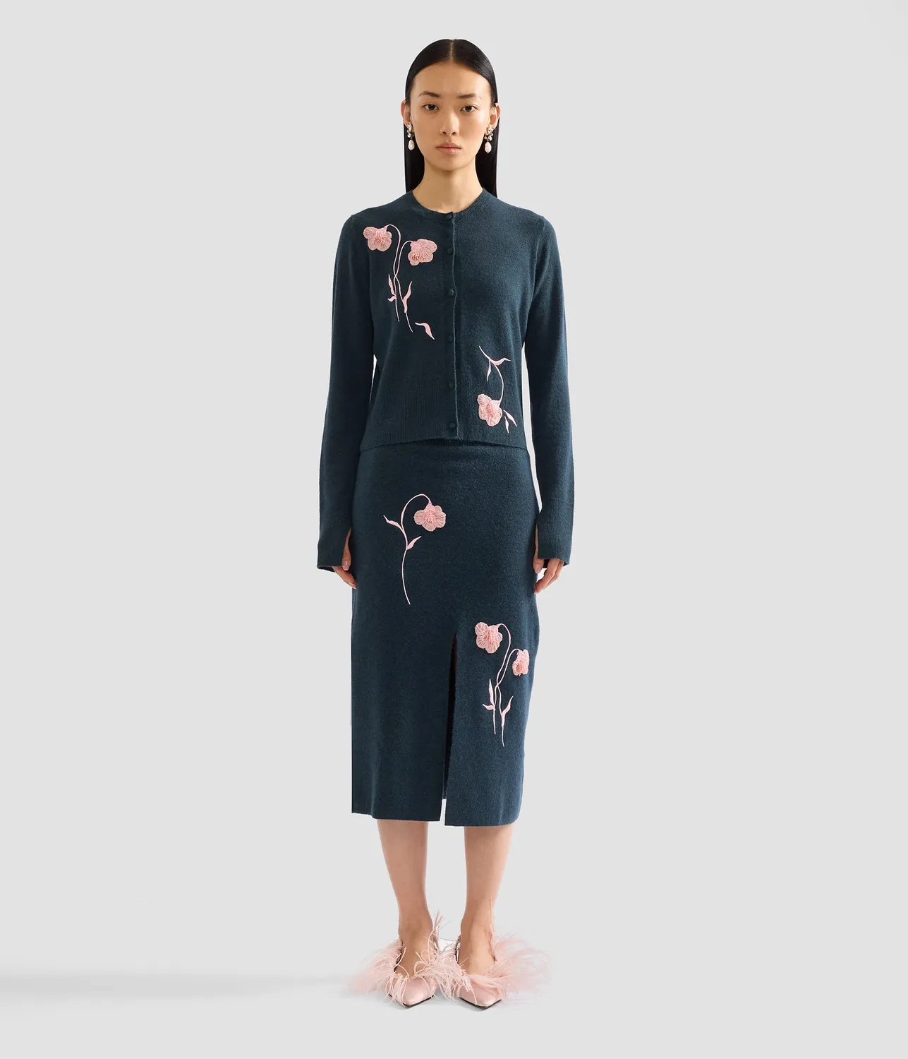 Erdem Embroidered Fitted cardigan ricamato cashmere