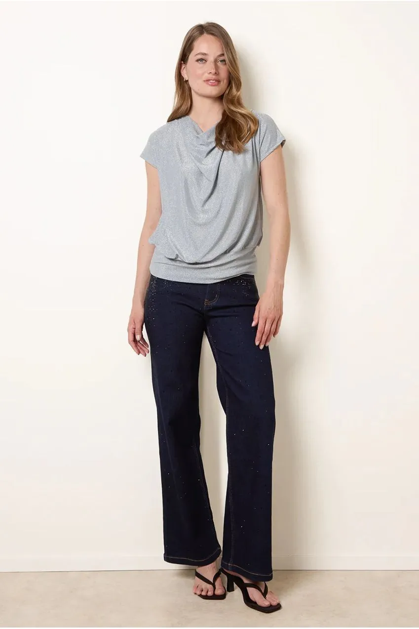 Blue Vanilla Lurex Metallic top blu S/M elasticizzato