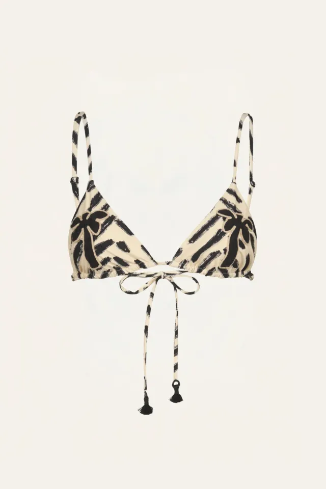 Johanna Ortiz Konibo top bikini triangolo ecru nero