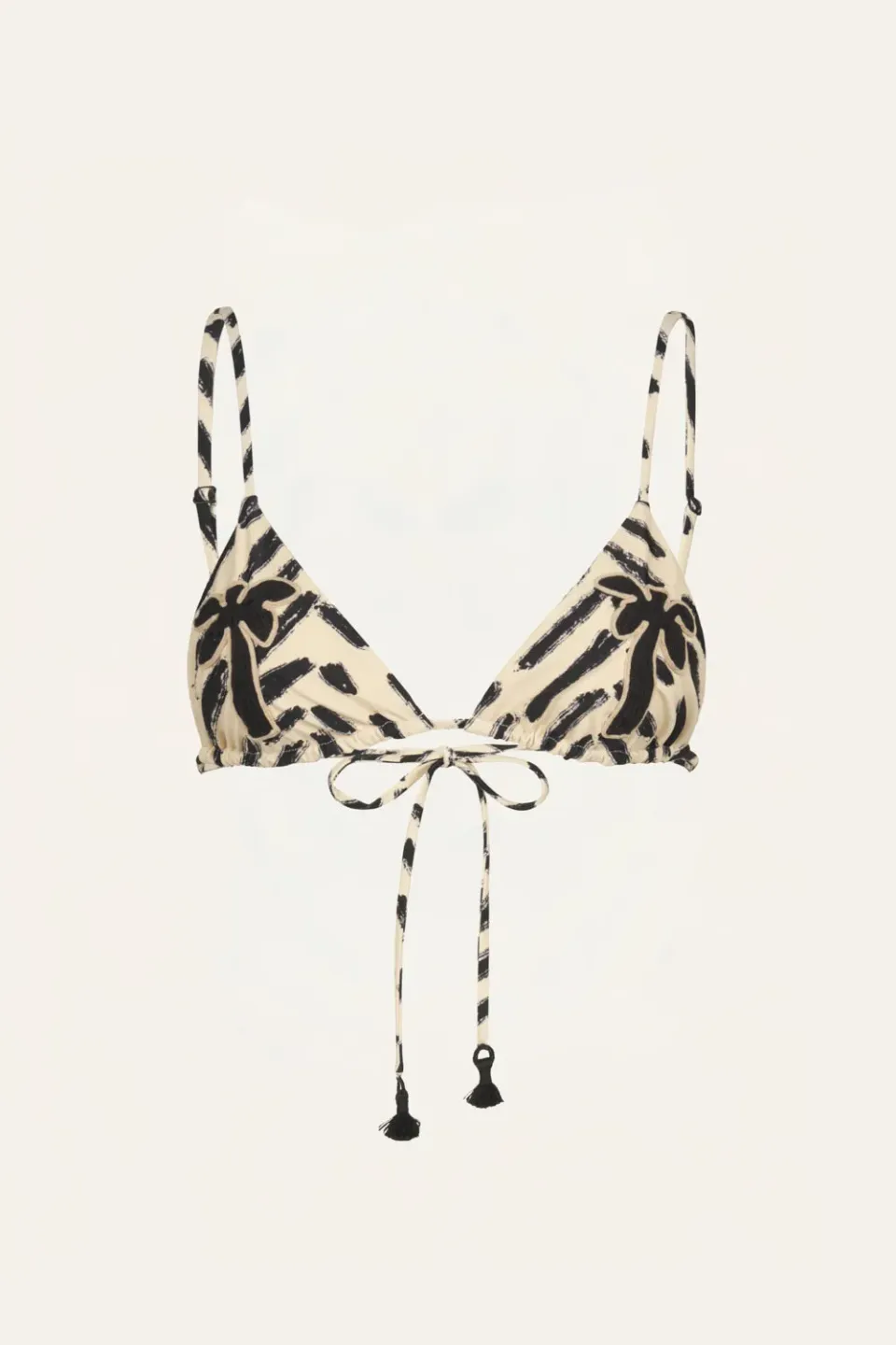 Johanna Ortiz Konibo top bikini triangolo ecru nero