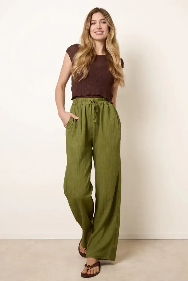 Blue Vanilla pantaloni palazzo cachi coulisse