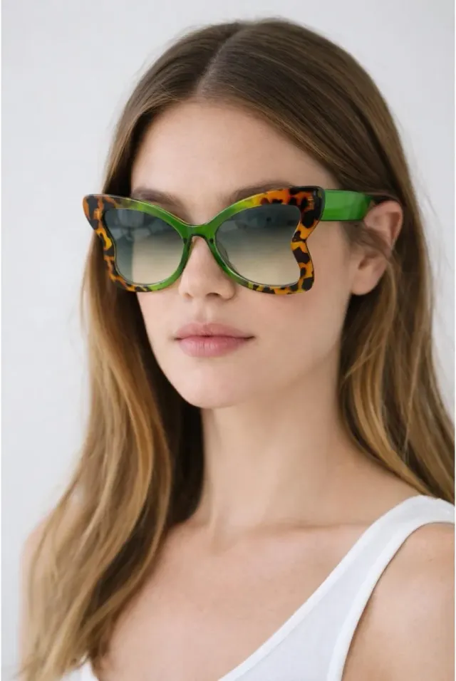 SVNX occhiali da sole farfalla verde leopardato