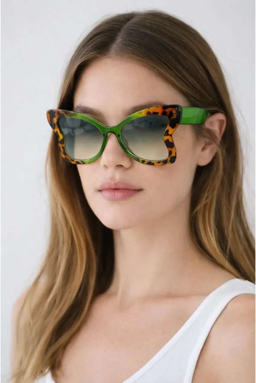 SVNX occhiali da sole farfalla verde leopardato