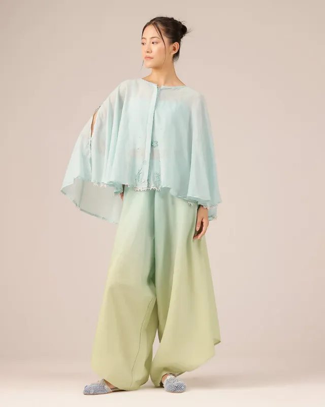 Our Dve Golden Dune coordinato top palazzo blu lino