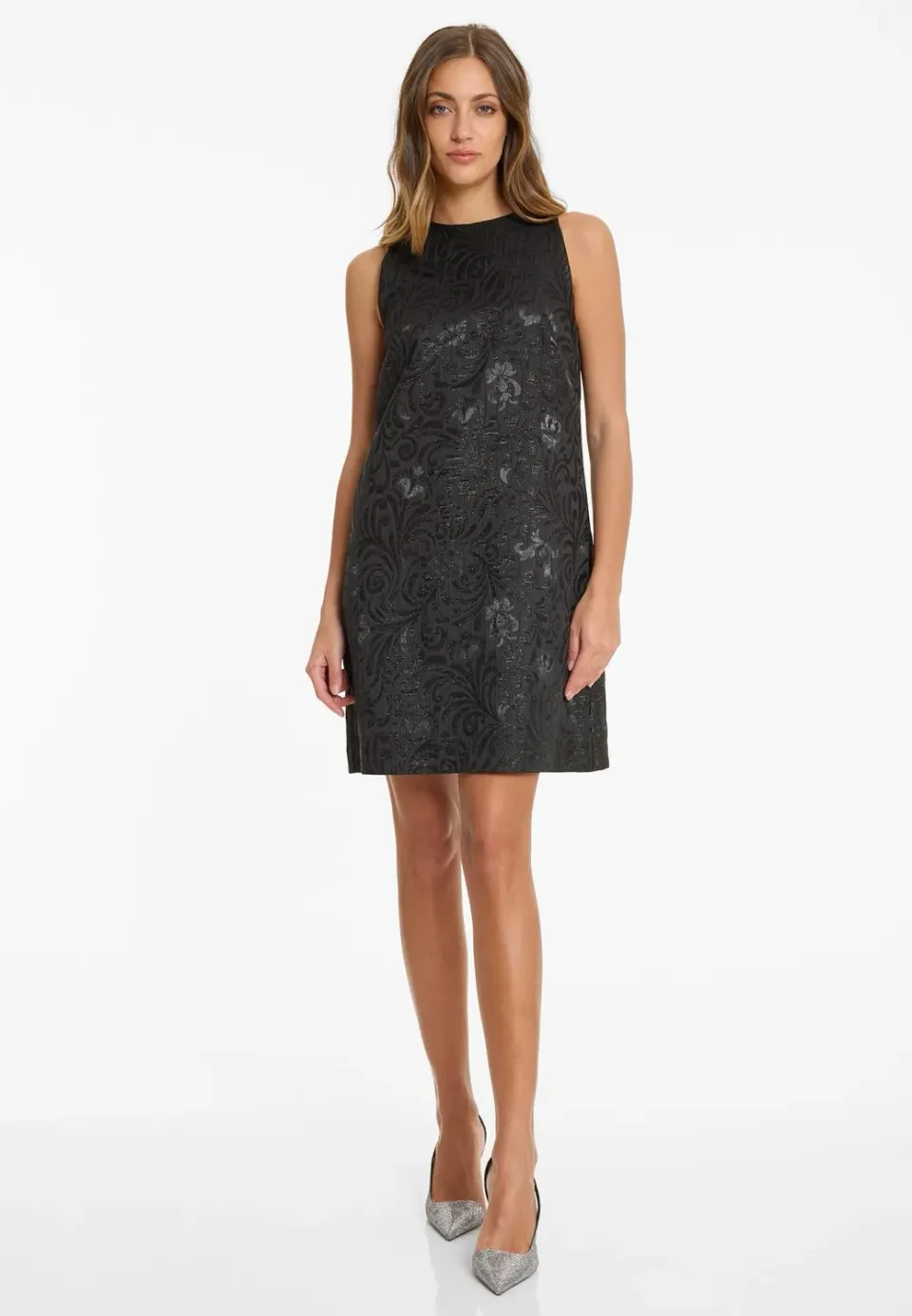 Ana Alcazar Absani vestito broccato nero corto