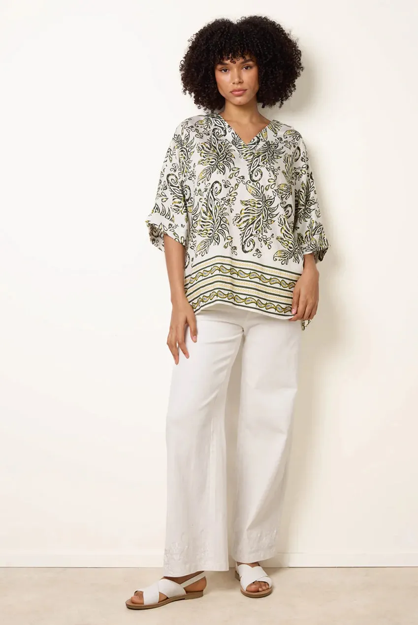 Goddiva Blue Vanilla top verde boxy manica corta
