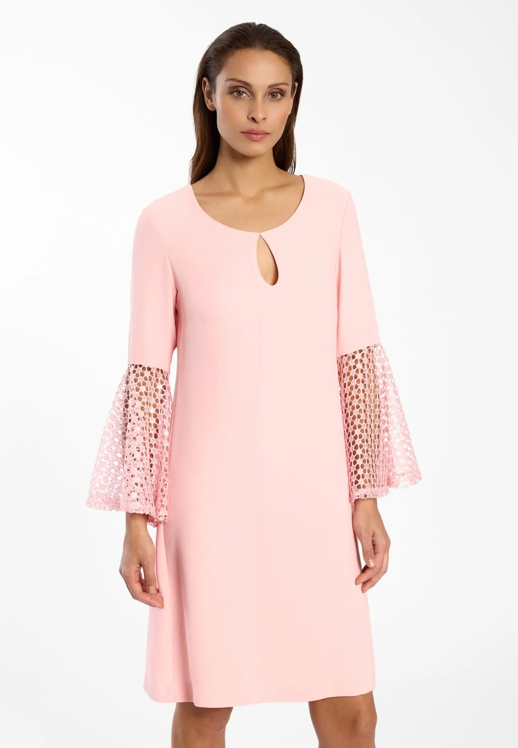 Ana Alcazar Dalya abito tunica rosa pizzo maniche