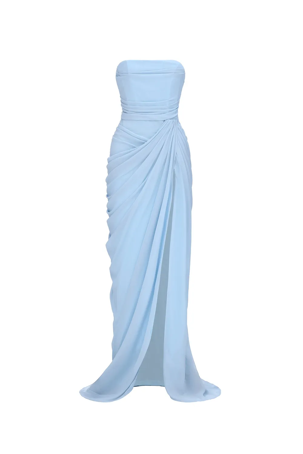 Bella Barnett Tazeda abito maxi azzurro S mesh senza spalline