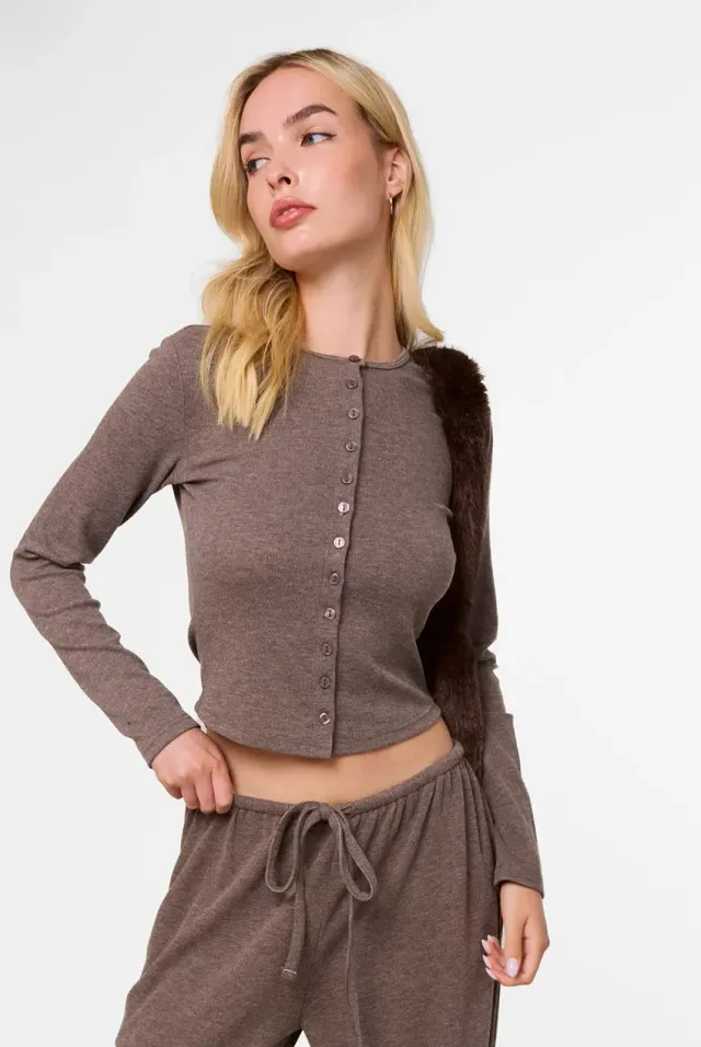 Pink Vanilla Button Up cardigan mocha M coste abbottonato