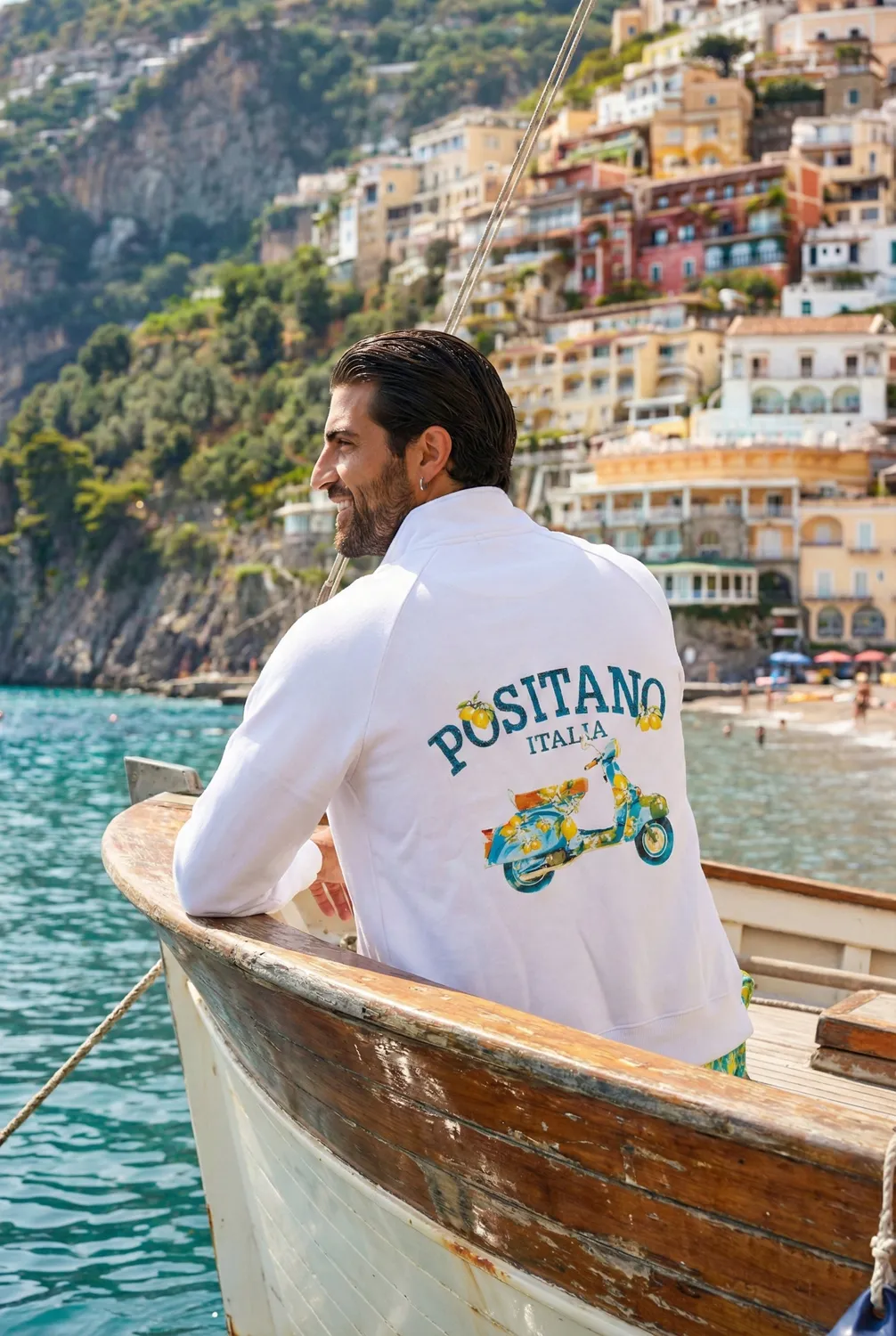 Antica Sartoria Positano FW101 felpa con zip blu poliestere