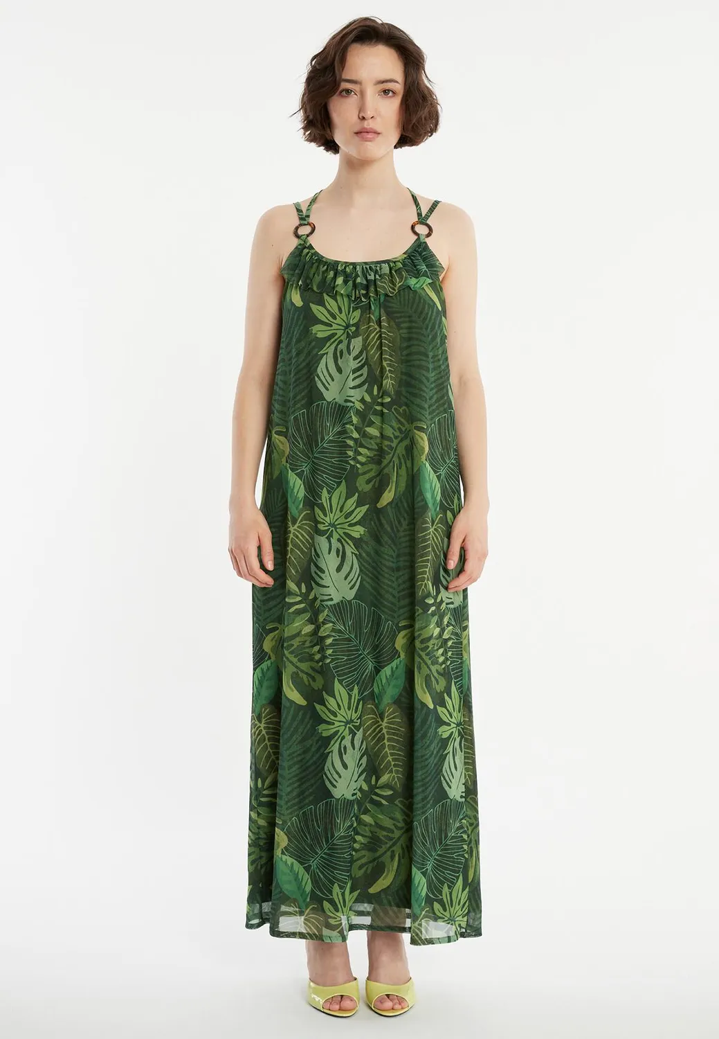 Ana Alcazar Ziela vestito verde stampa jungle