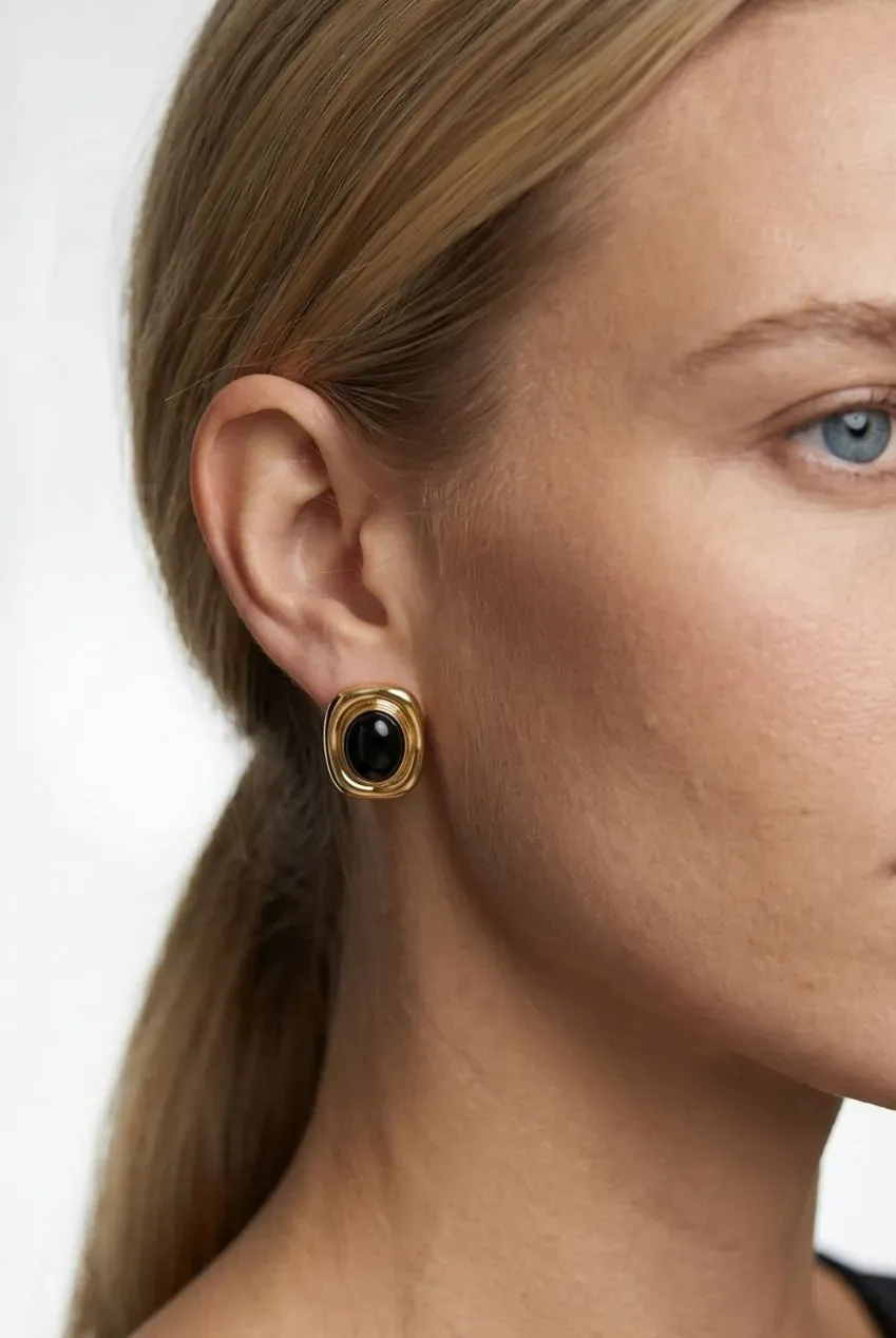 Uchi & Soto Enso Black Onyx Orecchini Oro Onice Nera
