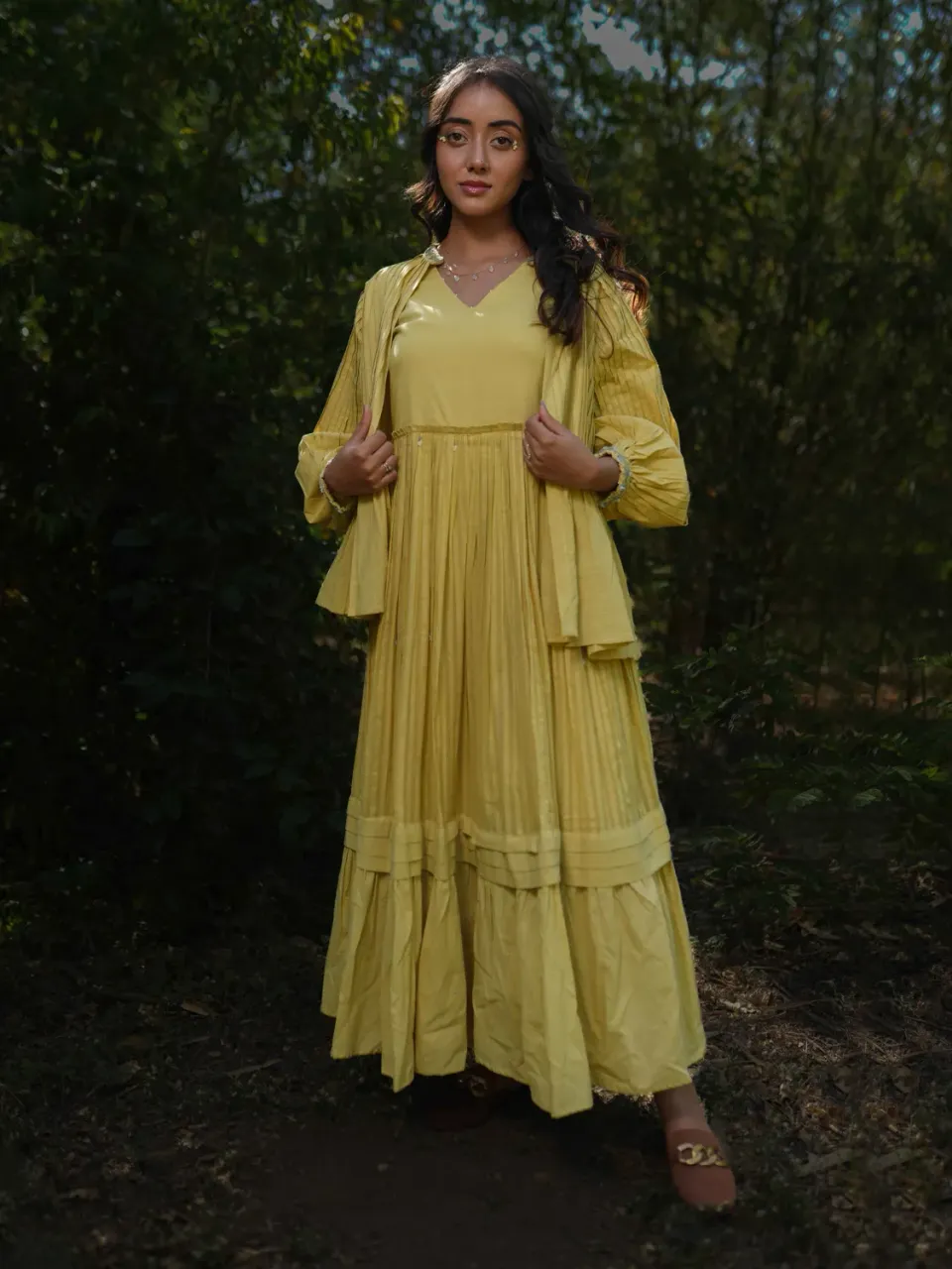 Our Dve Serphina Set abito giacca giallo cotone
