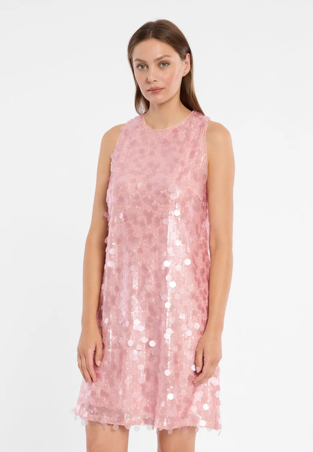 Ana Alcazar Dorilys abito mini rosa con paillettes