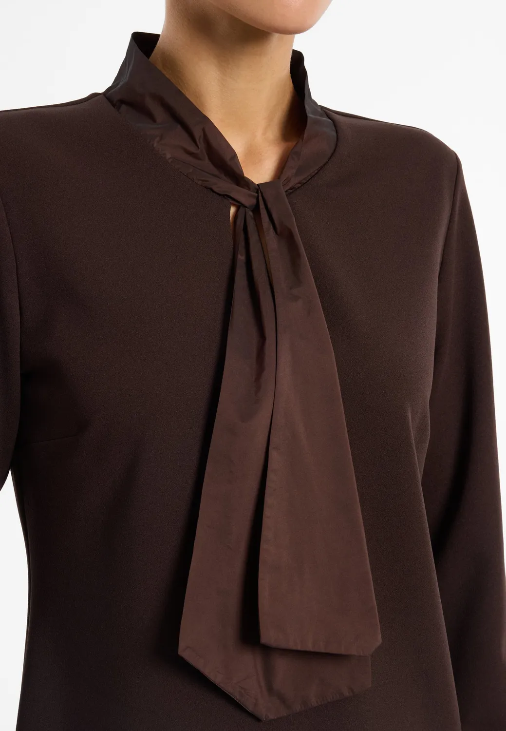 Ana Alcazar Emira top marrone fiocco organza stretch