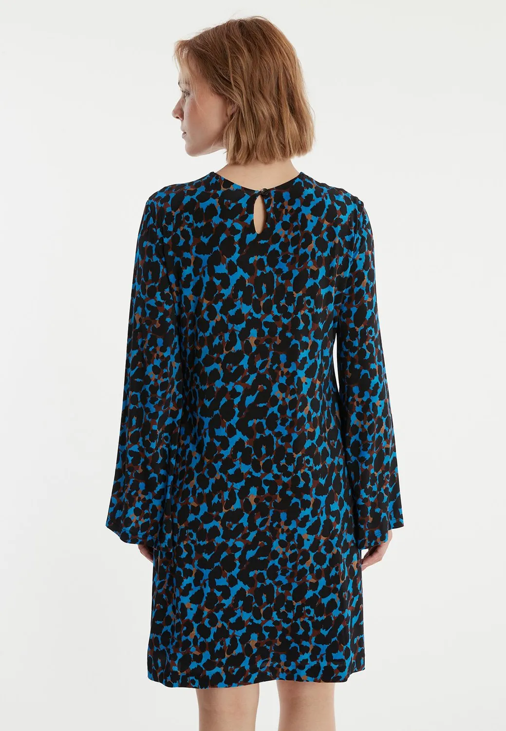 Ana Alcazar Pernira tunica blu animalier jersey