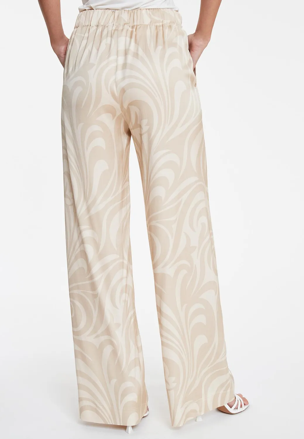 Ana Alcazar Waposa pantaloni palazzo satin beige