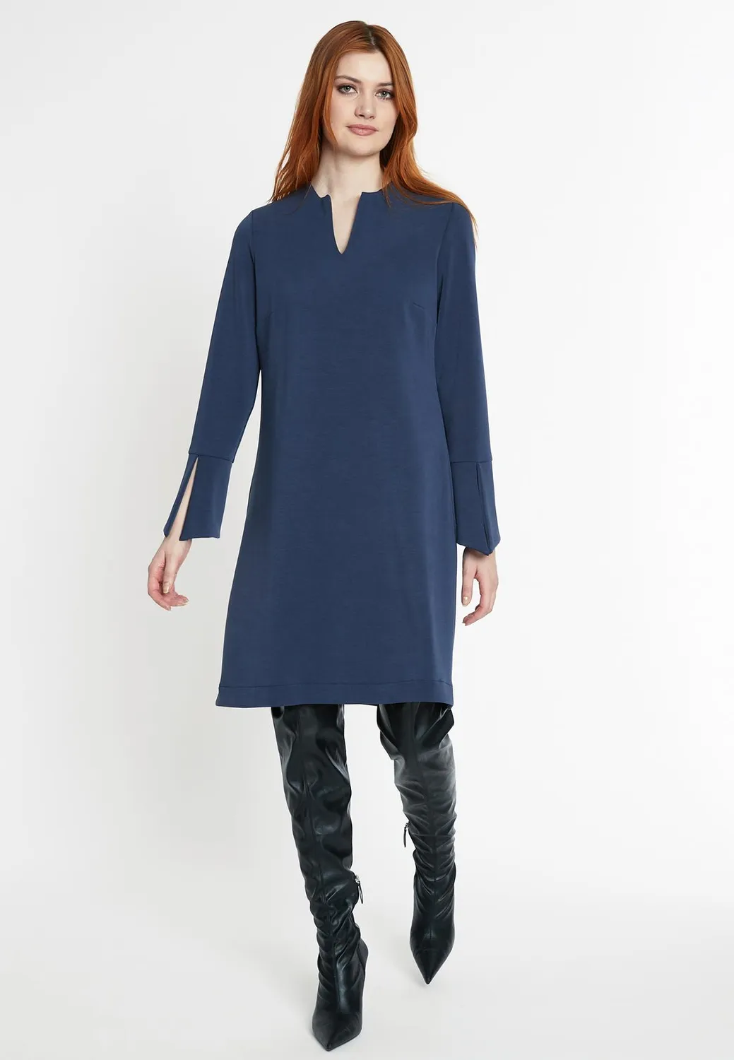 Ana Alcazar Sebori abito blu linea A ufficio