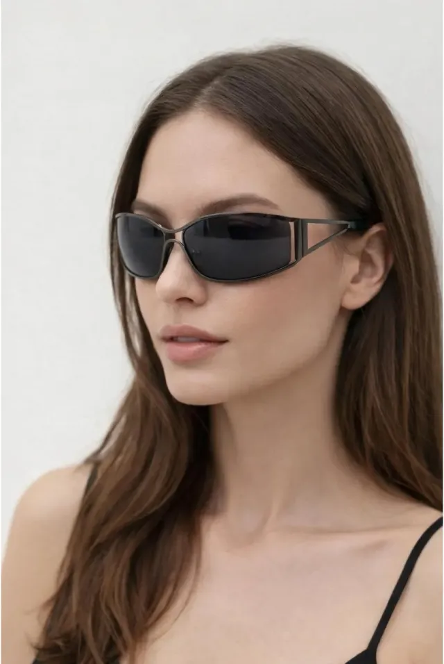 SVNX Retangle Wrap Around occhiali da sole gunmetal
