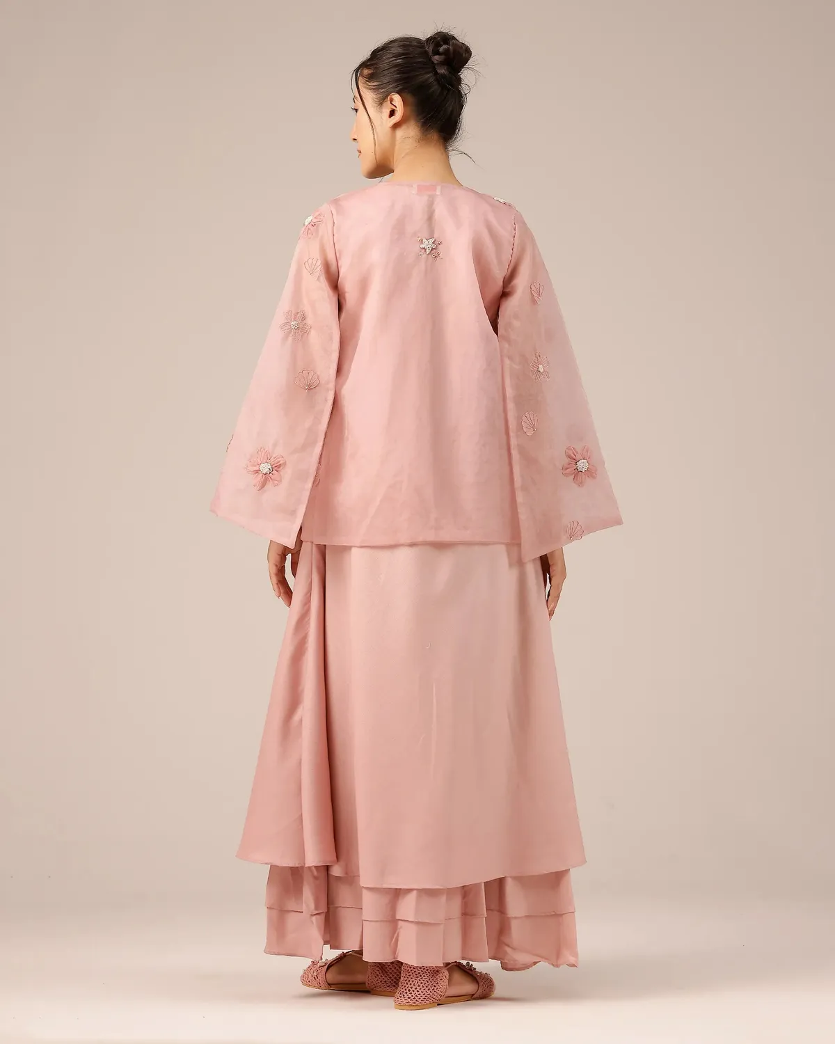 Our Dve Wave Kiss giacca rosa organza fiori