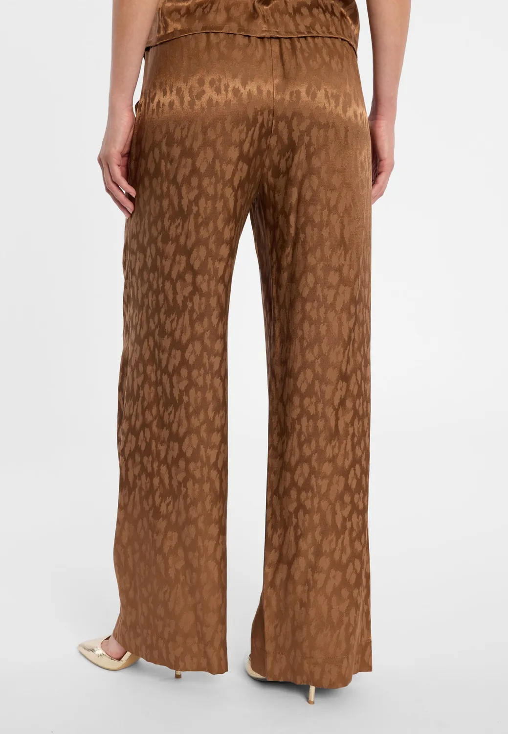 Ana Alcazar Dohia pantaloni satin larghi animalier