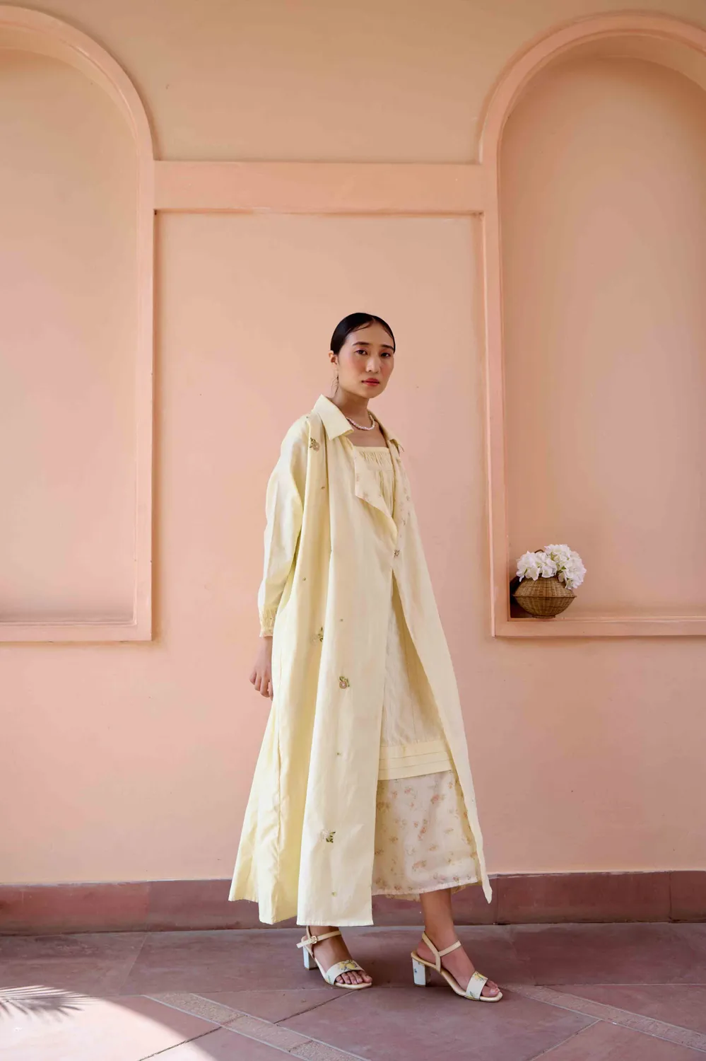 Our Dve Clara abito e giacca Yellow cotone regular fit
