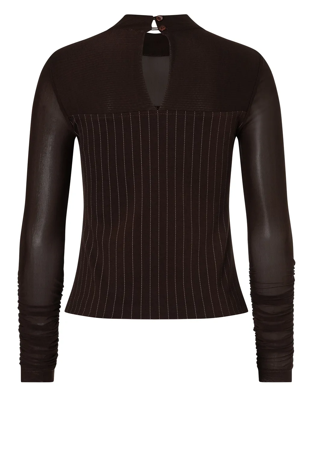 Ana Alcazar Elioranette top mesh gessato marrone