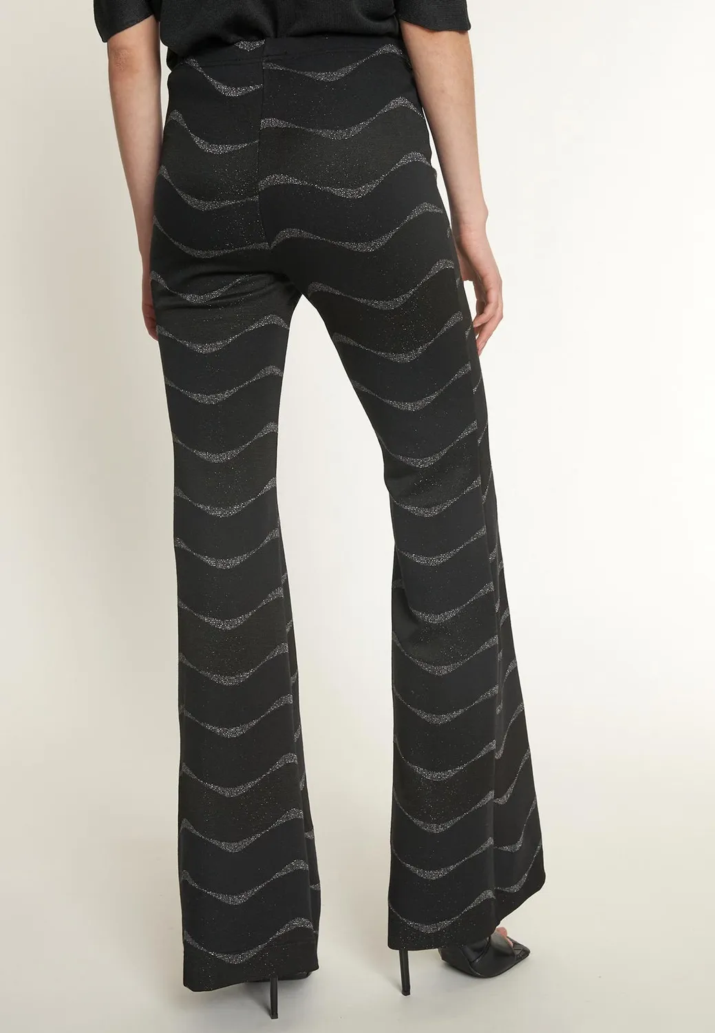 Ana Alcazar Olyra pantaloni zampa neri lurex