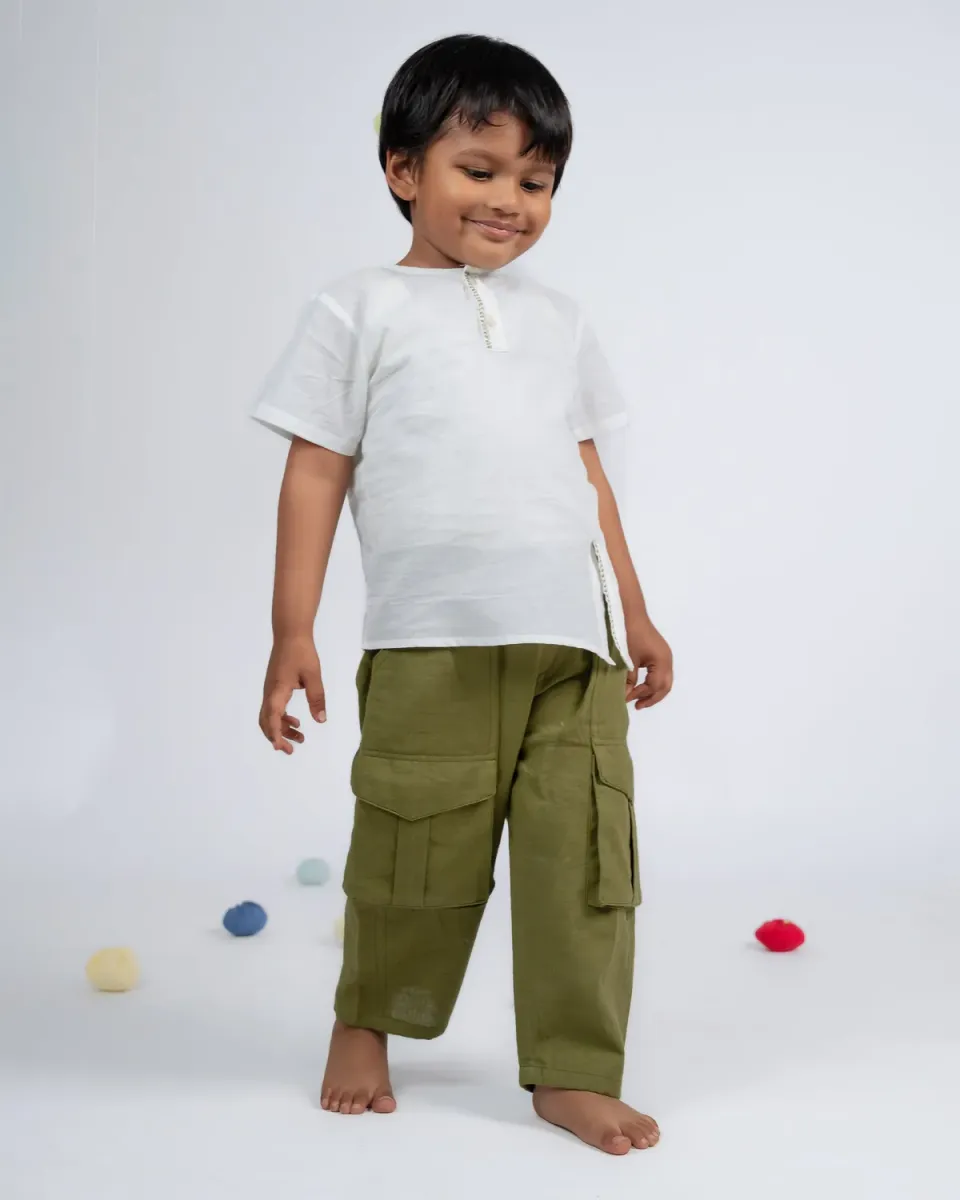 Our Dve Signature Boy completo bimbo cotone bianco verde