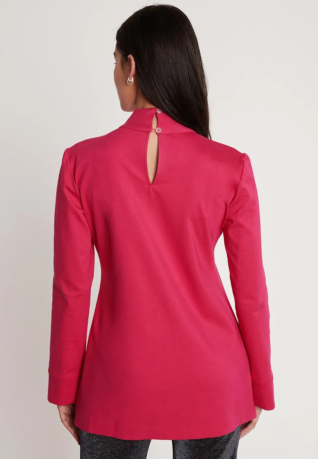 Ana Alcazar Iwane top lungo rosa collo alto