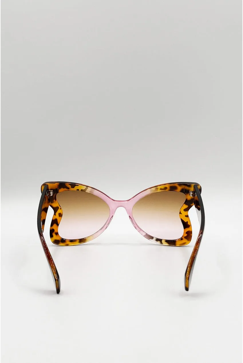 SVNX Oversized Butterfly occhiali da sole tartarugati marroni