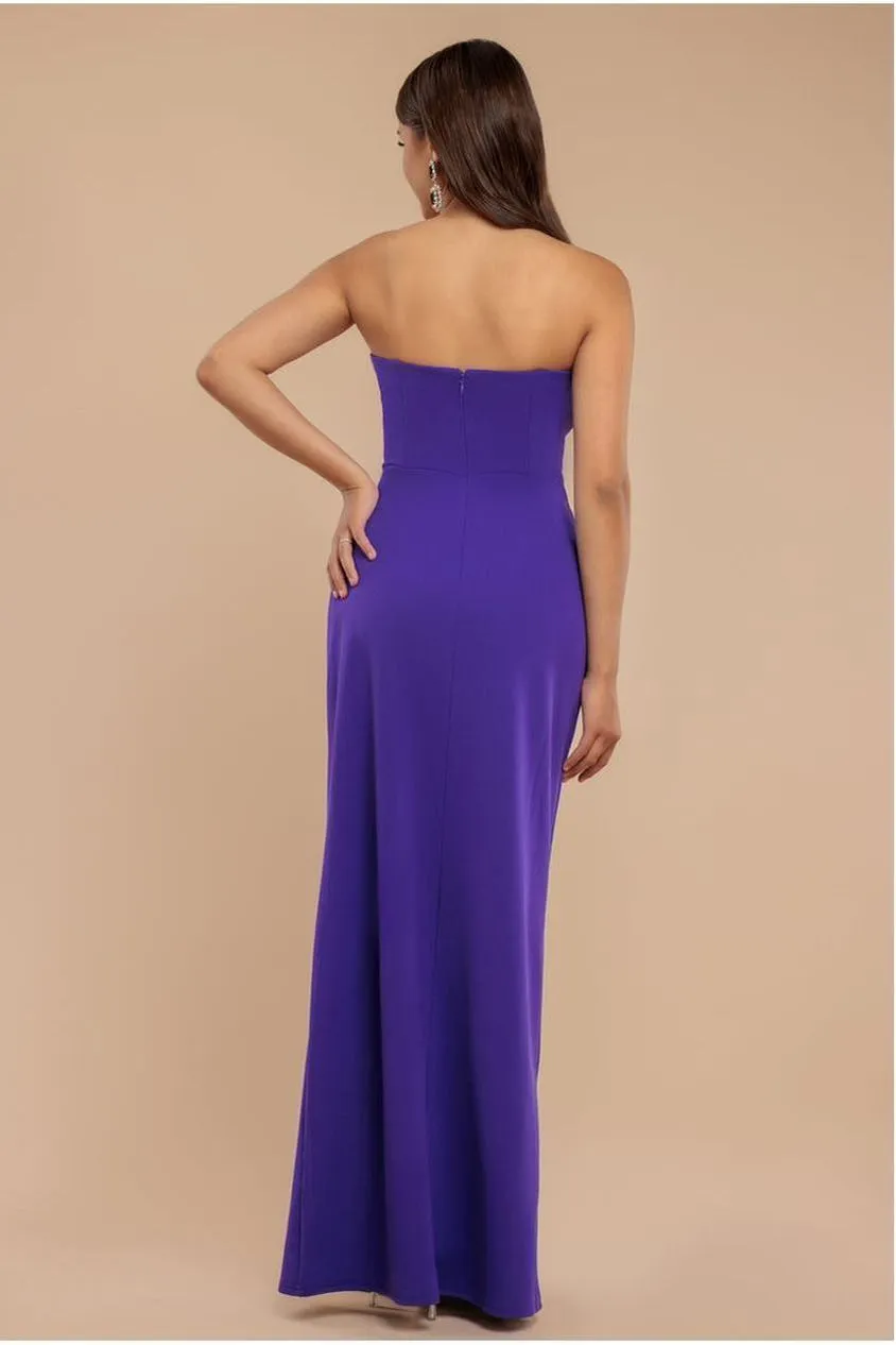 Goddiva DR3660 abito maxi viola 12 satin spacco