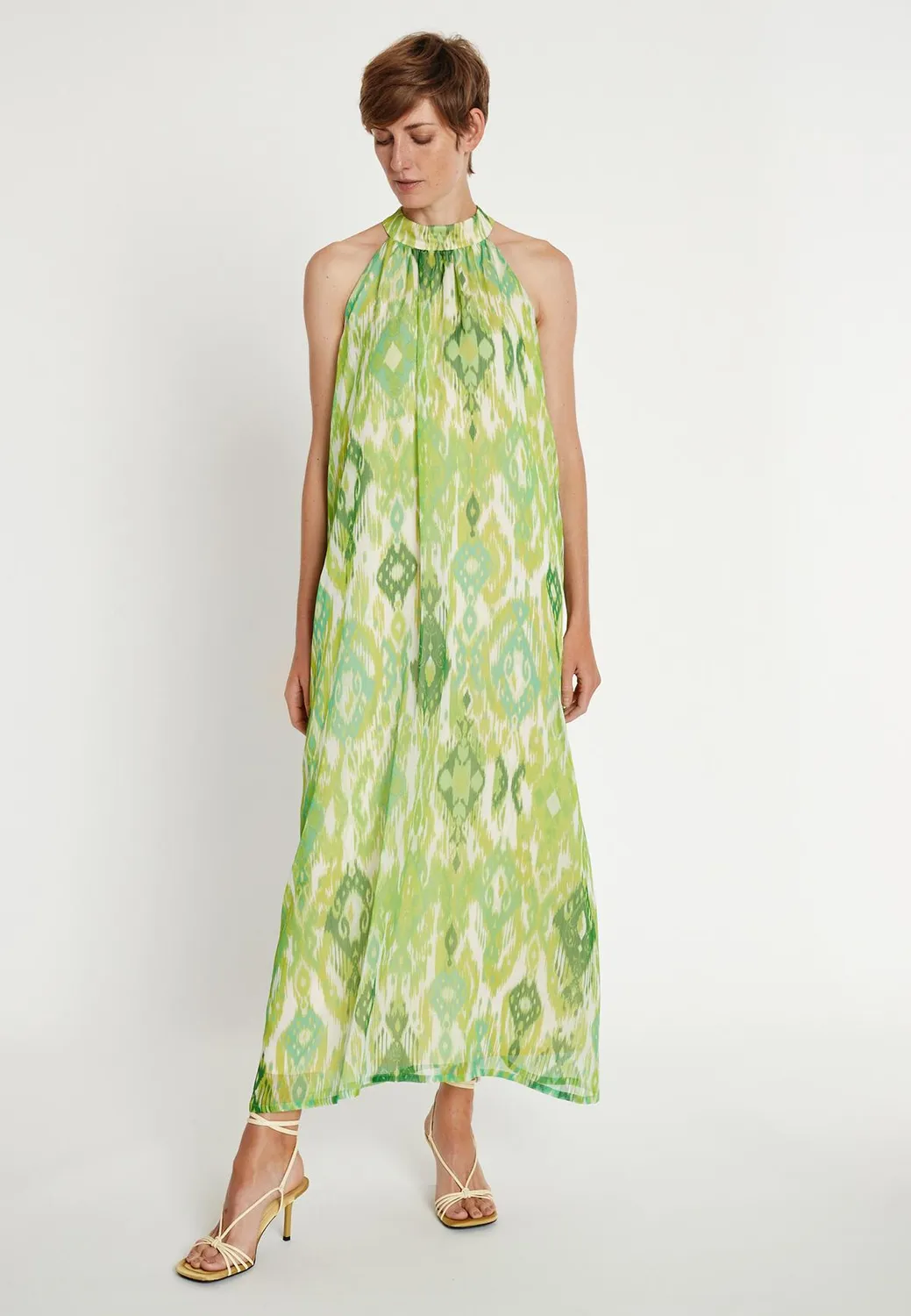 Ana Alcazar Lilea abito halter maxi fantasia ornato
