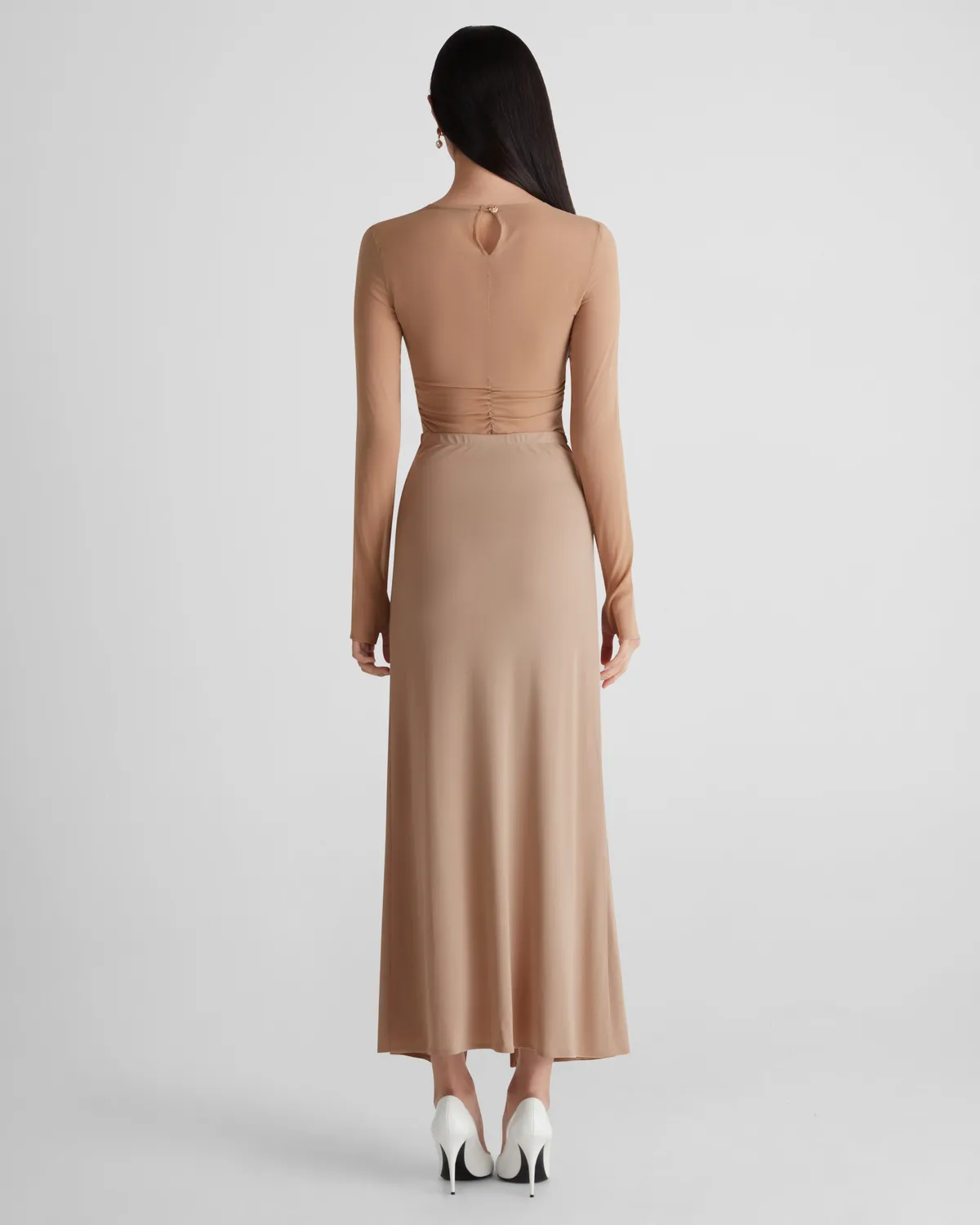 Violante Nessi Doria top beige georgette seta