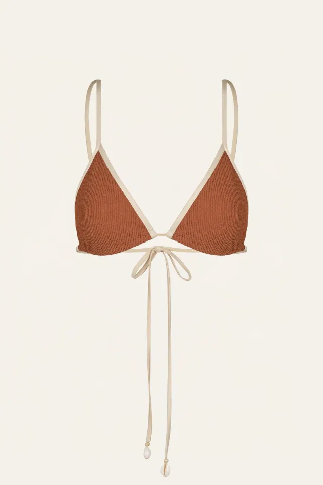Johanna Ortiz Playa del Río Top Bikini Triangolo Mocca