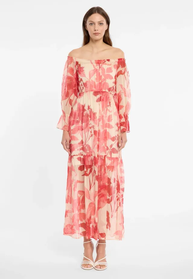 Ana Alcazar Doreyam abito lungo floreale off-shoulder