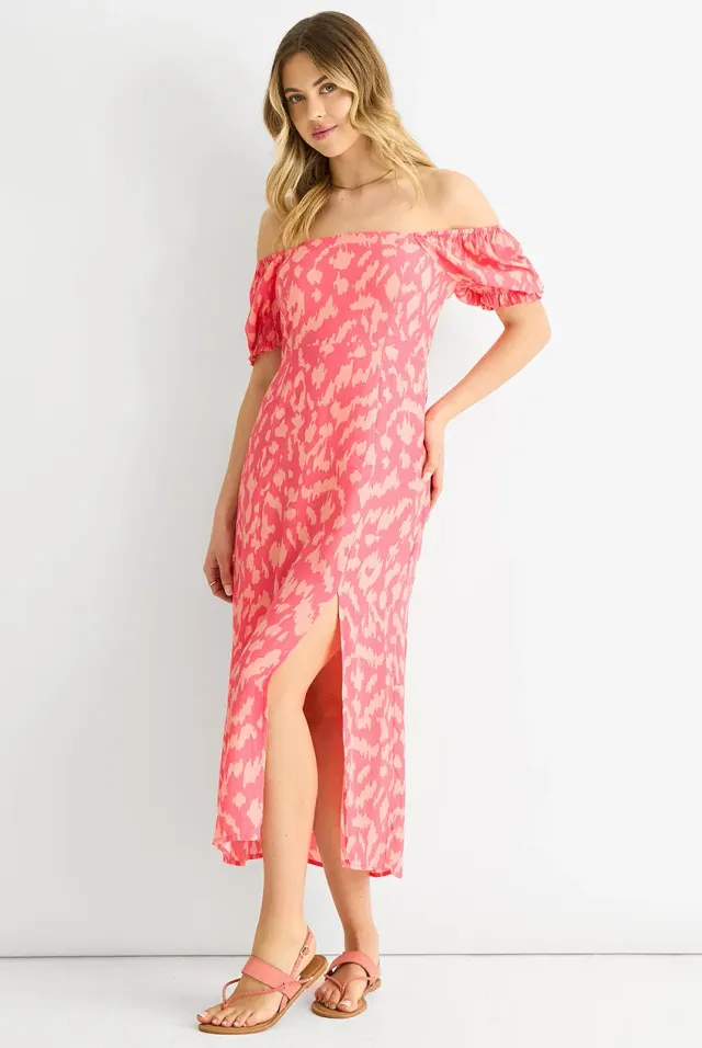 Gini London Pink Animal abito midi rosa