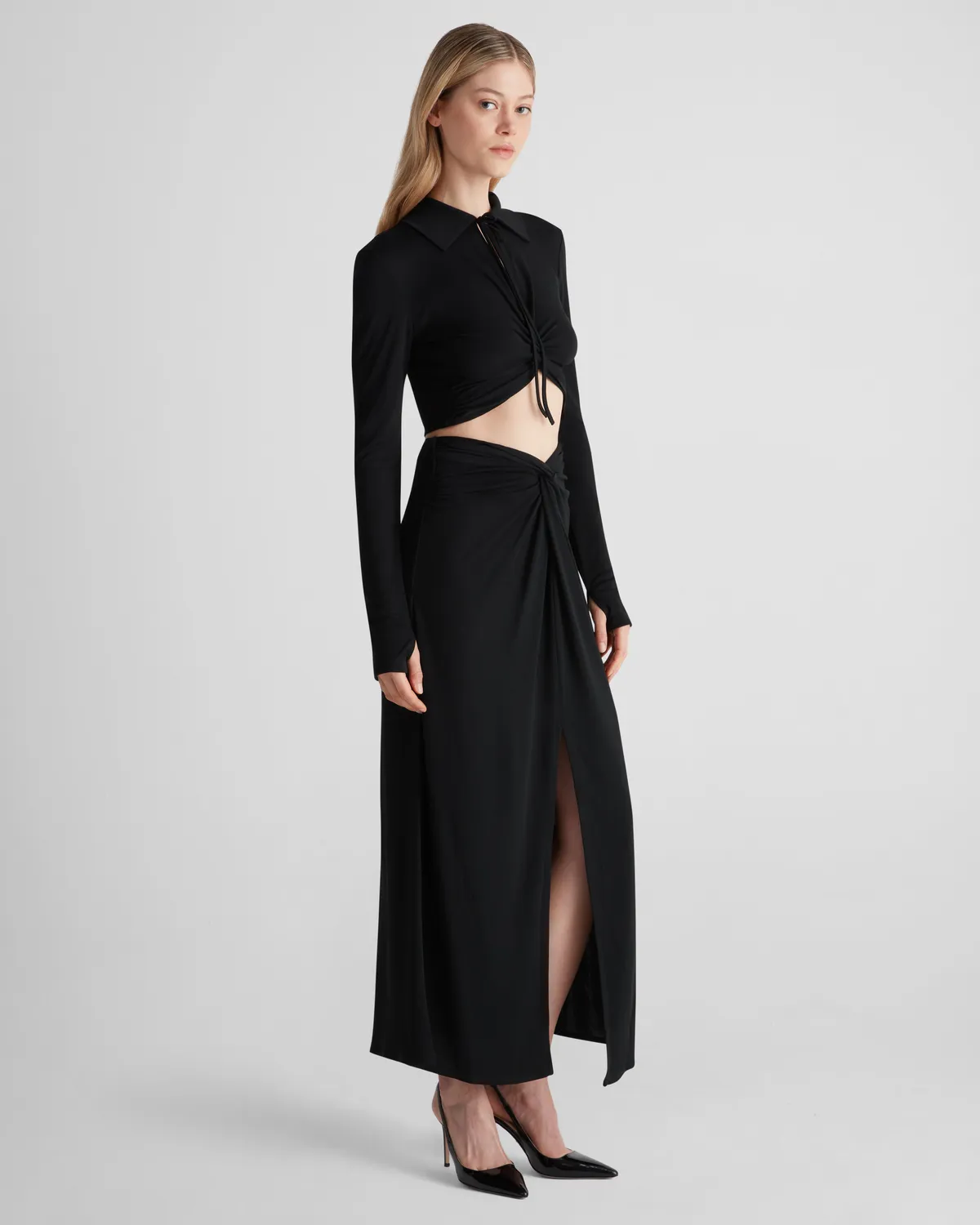 Violante Nessi Rebecca Gonna nera in jersey crepe
