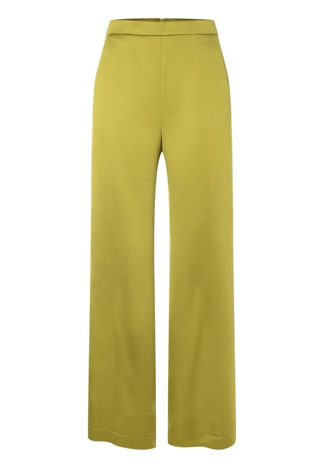 Ana Alcazar Pahisa pantaloni satin palazzo verde