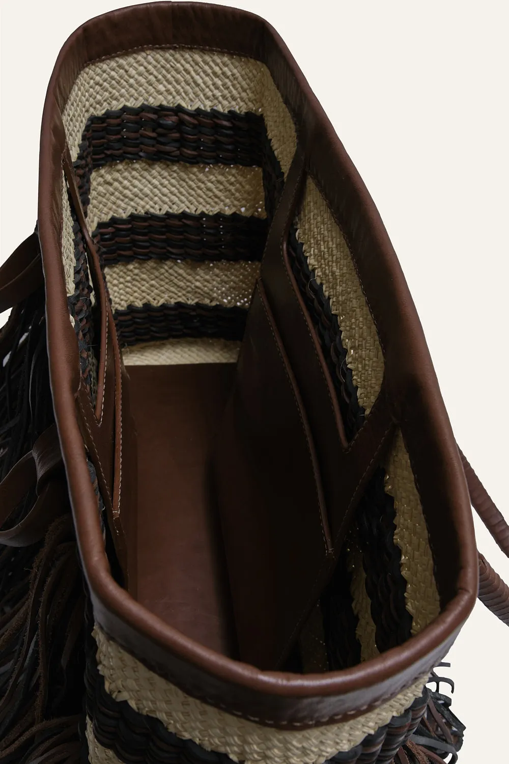 Johanna Ortiz Seville Vibes borsa tote paglia ecru nera