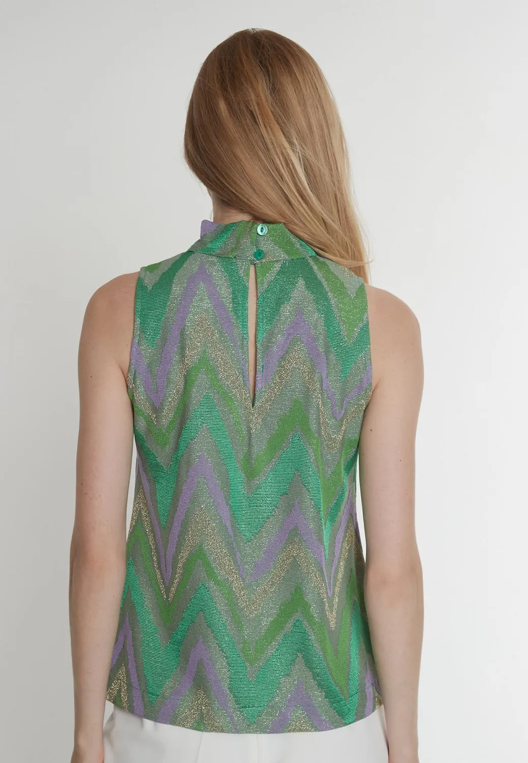 Ana Alcazar Pitras top halter lurex verde