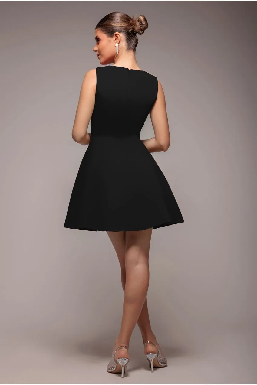 Goddiva DR4599 abito mini nero scollo con diamante
