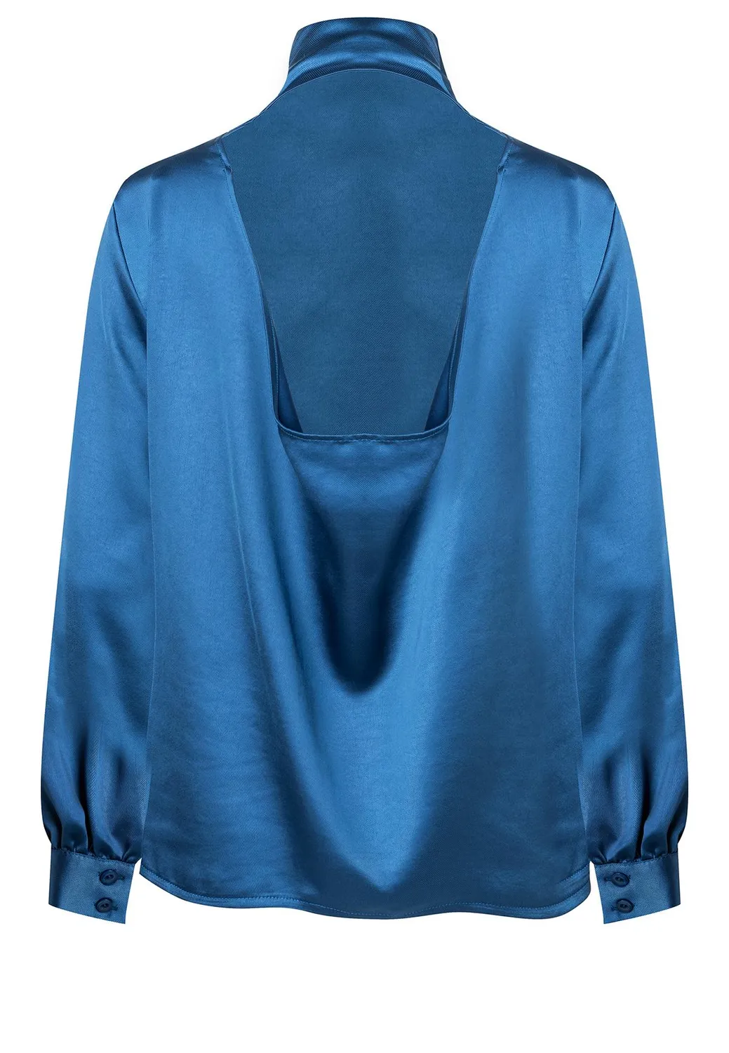 Ana Alcazar Siboni camicia raso blu fiocco