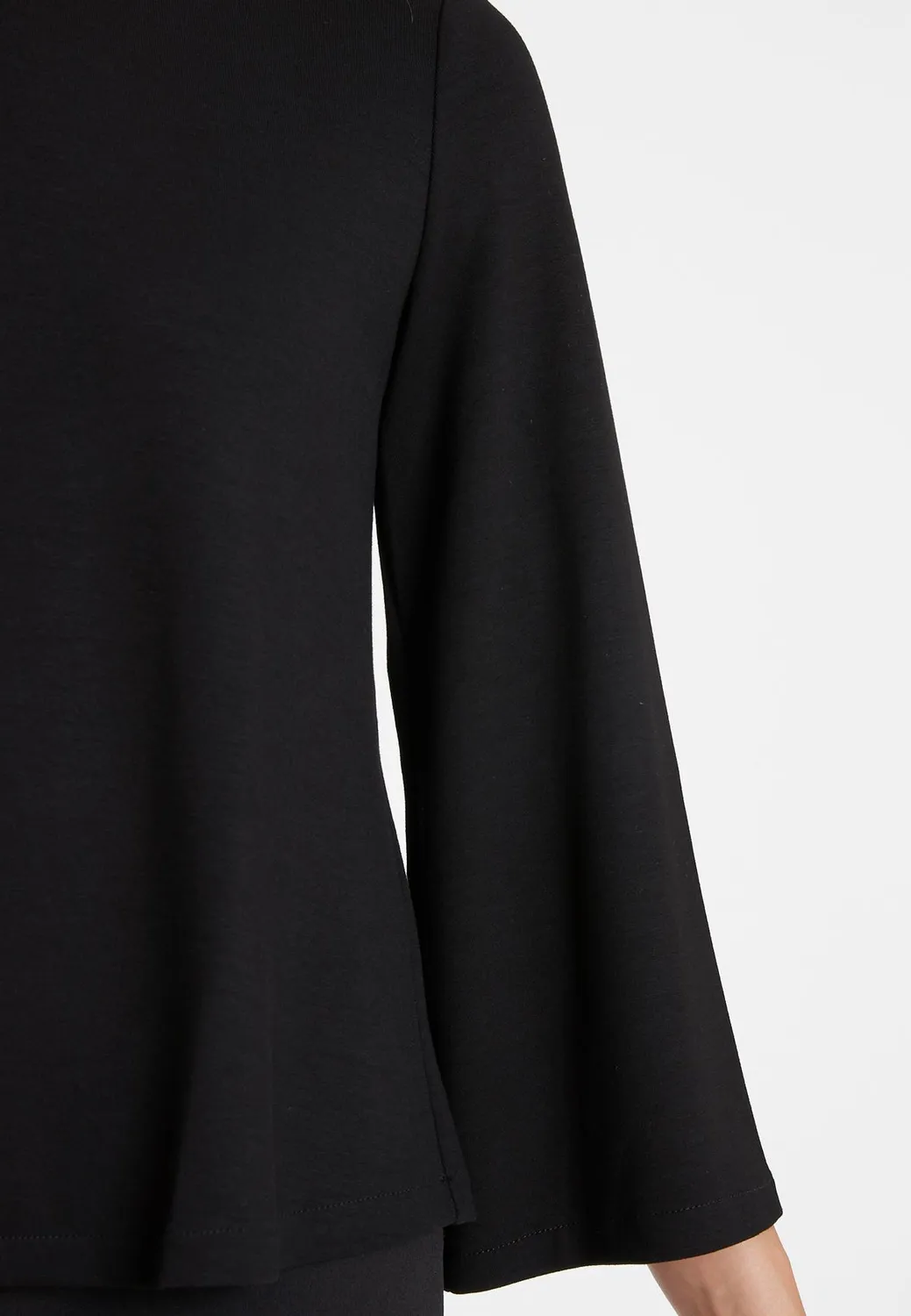 Ana Alcazar Sitti top nero jersey manica tromba